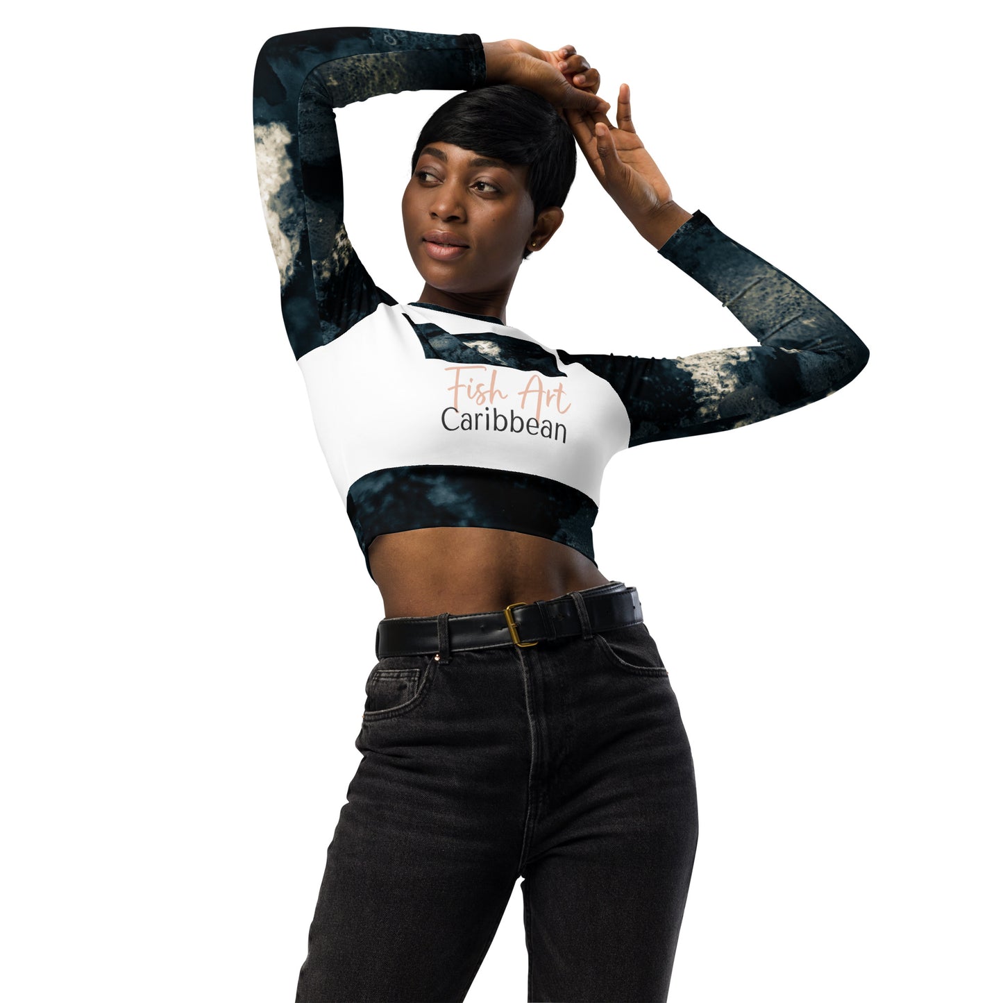 Seahorse long-sleeve crop top