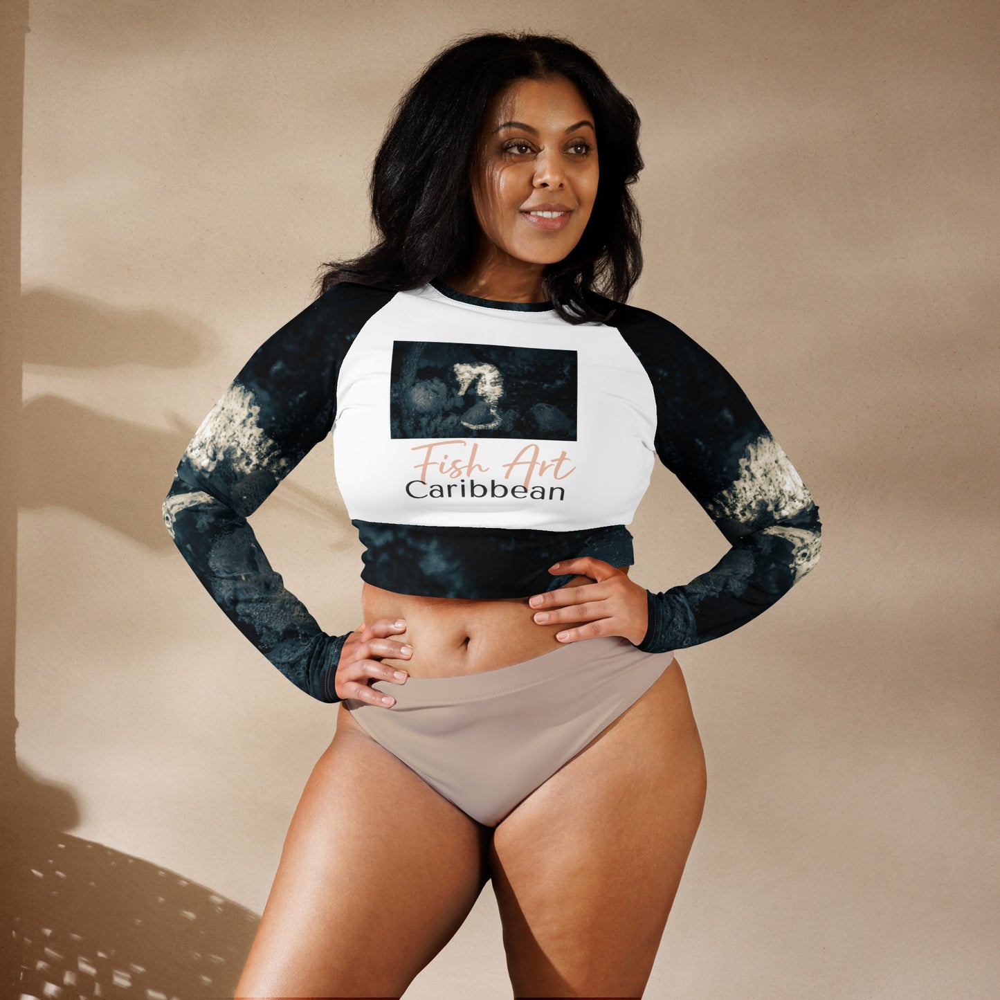 Seahorse long-sleeve crop top