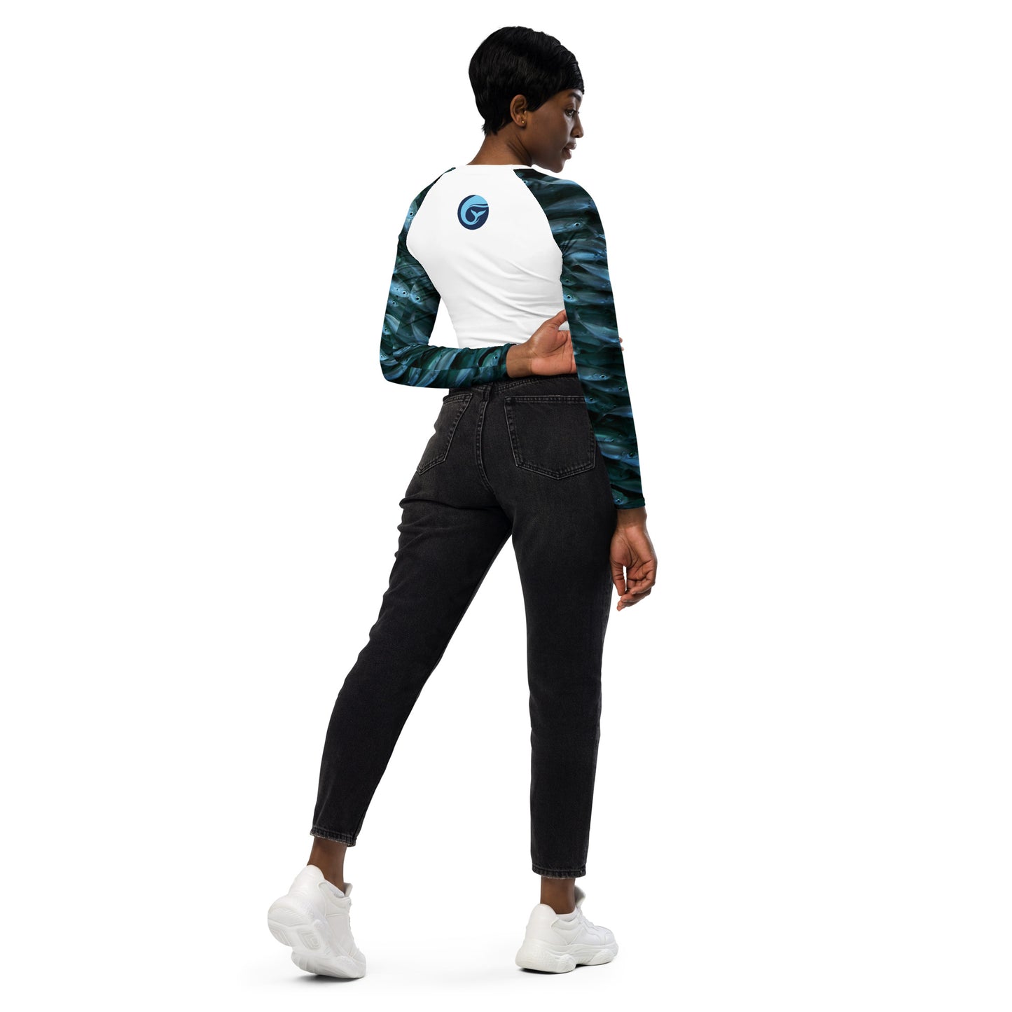 Recycled long-sleeve crop top