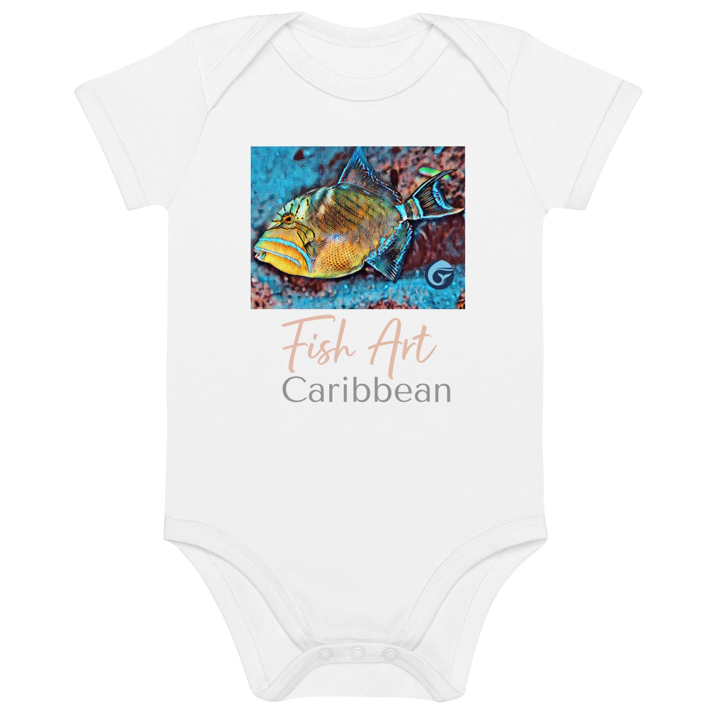 Fish1 Organic cotton baby bodysuit