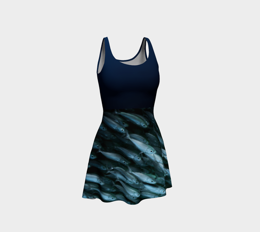 Fish blue 1 flare dress