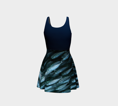 Fish blue 1 flare dress