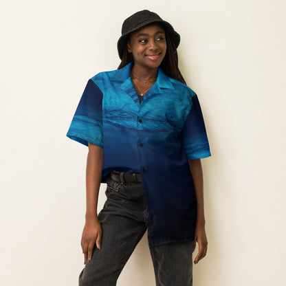 Recycled Deepblue Unisex button shirt